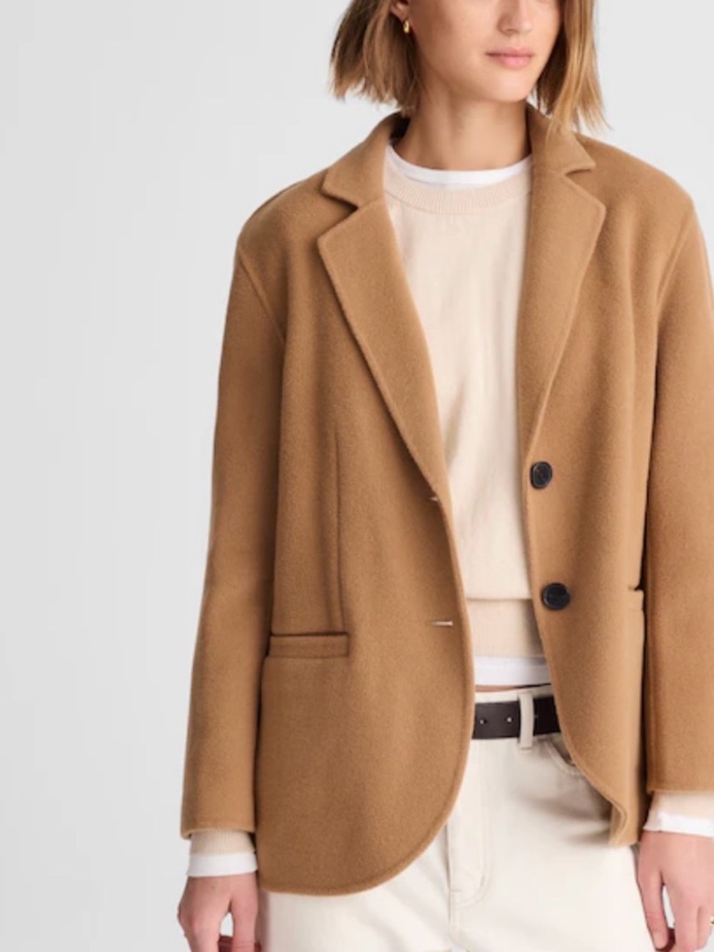 J. Crew Women's Camel Brown Single-Button Wool-Blend Blazer